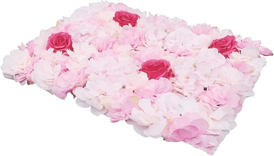Gdrasuya10 4pcs Realistic Flower Wall Background Artificial Flowers Wall Backdrop Panel 3D Silk Rose Fake Flower Wall Panel Banquet Wedding Party Decor, Photography Background 60 x 40 cm