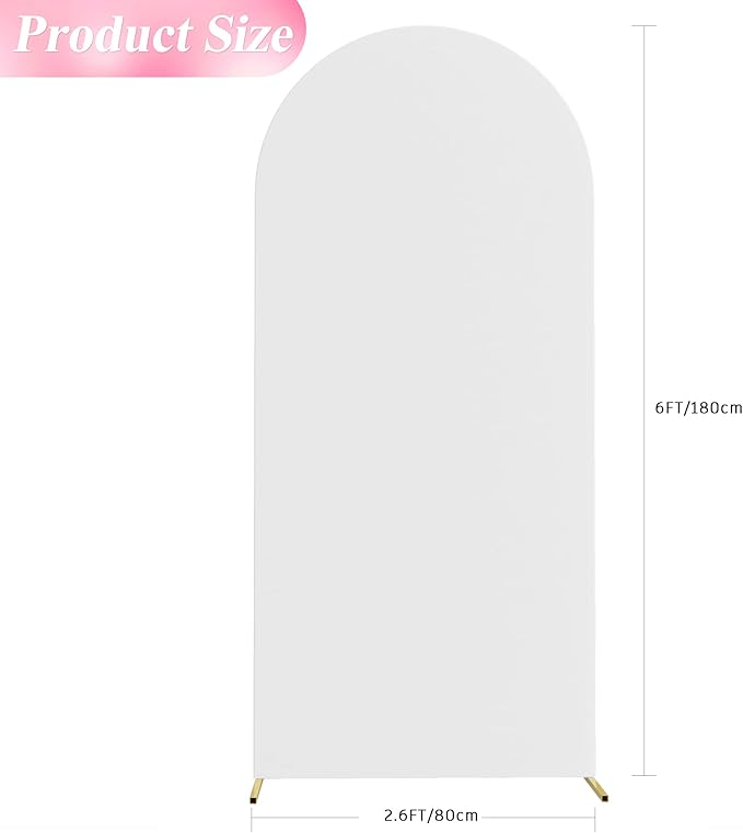 Wokceer 6FT Wedding Arch Cover Spandex Fitted Wedding Arch Covers Round Top Chiara Arch Backdrop Cover for Birthday Party Ceremony Banquet Decoration White