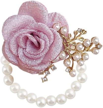 1PCS Wedding Wrist Flower,Bridesmaid Bride Wrist Flower Corsage Decoration Hand Flowers,Pink Purple