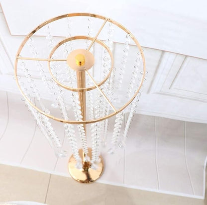 29.5in Elegant Tall Gold Wedding Centerpiece Stand, 2Pcs Metal Flower Candle Holder with Sparkling Crystal Beads,for Wedding Party Event, Birthday,Reception, Home Décor