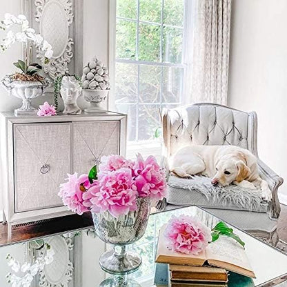 Serene Spaces Living 7" Antique Silver Glass Coupe Vase – Handmade, Vintage –Inspired Silver Vase Adds Elegance to Any Space, Use for Home Décor, Event Centerpieces and Much More, (Pack of 1)