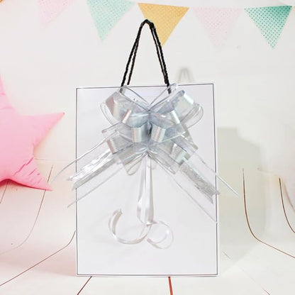 Large Bows for Gift Wrapping, Big Bow for Present, Wedding Decor, Christmas Gifts Decoration for Man, Birthdays, Valentine's Day, Anniversary(Sliver, 8 inches, 10 PCS)