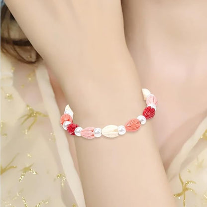 100Pcs 4 Colors Coral Flower Beads Floral Jewelry Beads Colorful 3D Carved Jasmine Dyed Synthetic Coral Aesthetic Small Loose Smooth Spacers for Jewelry Making Necklaces Bracelets DIY Crafts