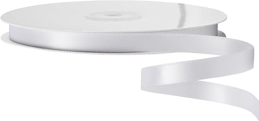 LIUYAXI White Satin Ribbon, Double Faced 5/8" X Continuous 25 Yards Ribbons Perfect for Gift Wrapping Bows Bouquet Wedding Craft and More