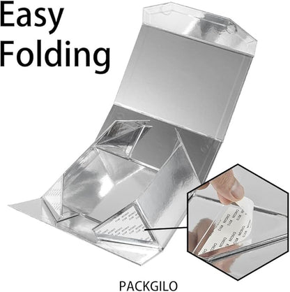 1PCS Silver Gift Box 9.5x7x4 Inches, Sturdy Gift Box with Lid for Gift Packaging, Foldable Magnetic Closure Storage Boxes, Bridesmaid proposal box, Rectangle Collapsible Box