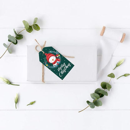 Andaz Press Christmas Holiday Season Classic Gift Tags, Merry Christmas to from Classic Favor Tags, Snowman with Christmas Wreath Design, for Holiday Events, Parties, and Favors, 60-Pack