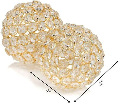 Modern Day Accents Facetas 4" Gold Cristal Spheres - Set of 2