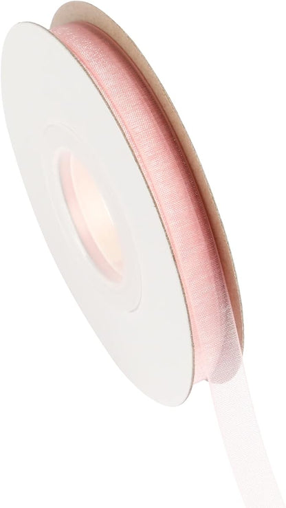 3/8 Inch Pink Shimmer Sheer Organza Ribbon Sheer Chiffon Ribbon 50 Yards-Roll Multiple Colors Available for Gift Wrapping Wedding Events Christmas Décor
