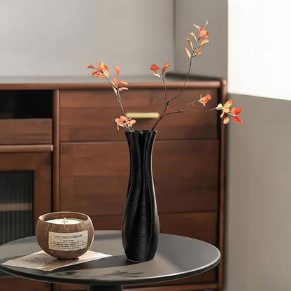 Black Ceramic Decorative Vase, Nordic Modern Irregular Shape Flower Vase for Home Decor, Simple Artistic Centerpiece for Dining Table or Coffee Table