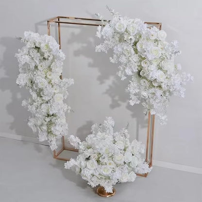 Artificial Cherry Blossom Rose Wedding Arch Flowers, Wedding Welcome Signs Floral Greenery Arrangements, Fake Flower Garland Green Leaves Rose for Home Decor Ceremony Backdrop Decor (Main flower)