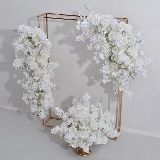 Artificial Cherry Blossom Rose Wedding Arch Flowers, Wedding Welcome Signs Floral Greenery Arrangements, Fake Flower Garland Green Leaves Rose for Home Decor Ceremony Backdrop Decor (Corner flower)