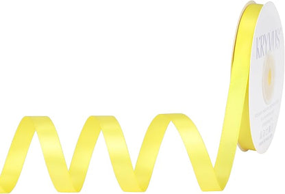 Lemon Yellow Satin Ribbon, Double Faced 3/8 Inch X 25 Yards Lemon Yellow Ribbon, Premium Satin Ribbon for Gift Wrapping, Crafts, Hair Bow Making, Sewing, Flower Bouquet, Wedding Party Decor