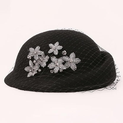 Women Wool Felt Ribbon French Fashion Vintage Millinery Beret Hats Top Cap Ladies Party Wedding Fedoras Chapeau
