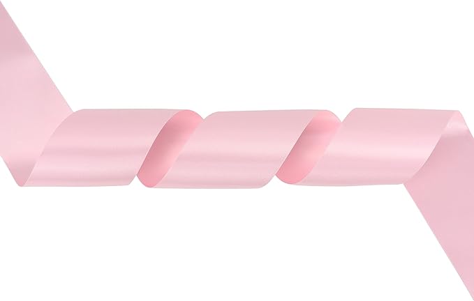 MEEDEE Pink Satin 3 Inch Ribbon Lux Double Faced Satin Ribbon by 10 Yards Pink Silk Ribbons Light Pink Wide Ribbons for Baby Shower, Christmas Tree Decoration, Flower Bouquet