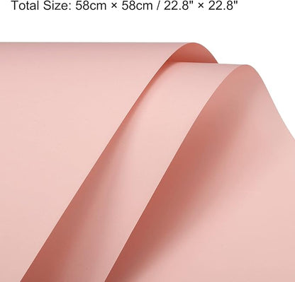 MECCANIXITY 10 Pcs Flower Wrapping Paper 22.8x22.8 Inch Waterproof Florists Wrapping Paper for Florist Bouquet Supplies, DIY Crafts, Gift/Gift Box Packaging Light Pink
