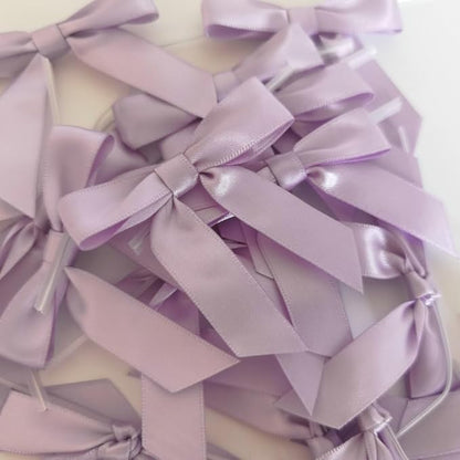 50pcs 2-1/2" Lavender Satin Ribbon Bows with Twist Ties Mini Ribbon Bows for Candy Partiy Decoration Gift Packing&Wrapping Accessoried(Lavender)