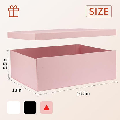YINUOYOUJIA 3 Pack Large Pink Gift Box 16.5x13x5.5 inches,Pink Boxes with lids for Presents,Birthday,Valentine's Day,Mother's Day,Christmas,Anniversary.