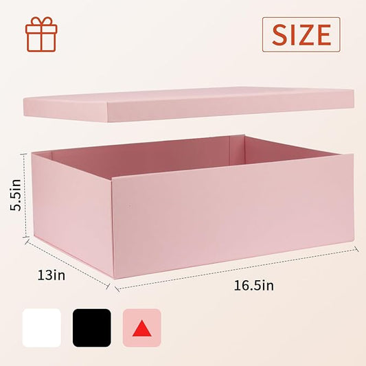 YINUOYOUJIA 3 Pack Large Pink Gift Box 16.5x13x5.5 inches,Pink Boxes with lids for Presents,Birthday,Valentine's Day,Mother's Day,Christmas,Anniversary.