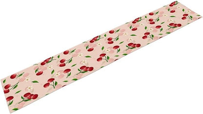 Cherry Table Runner,Spring Summer Fruit Tropical Birthday Party Decorations Dining Room Home Kitchen Table Decor 13 x 120In