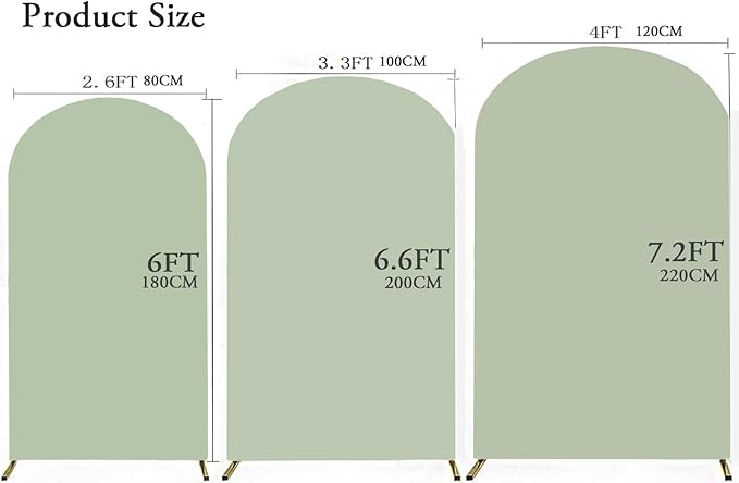 Two-Sided Sage Green 6.6FT Wedding Arch Cover, Sage Green Spandex Backdrop Covers for Party, 6.6 FT Arch Backdrop Covers for Gender Reveal Birthday Party Decor