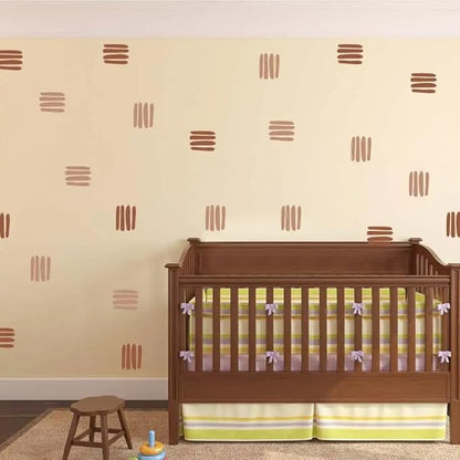 12x36 Inch Set Boho Three Line Brown Wall Decal- Geometrical Shape Themed DIY Boho Mural Set - 24 Pcs Wall Stickers for Kitchen, Nursery, Office Decor - 3.5x2.5 Inch Decals (Boho Line Brown)
