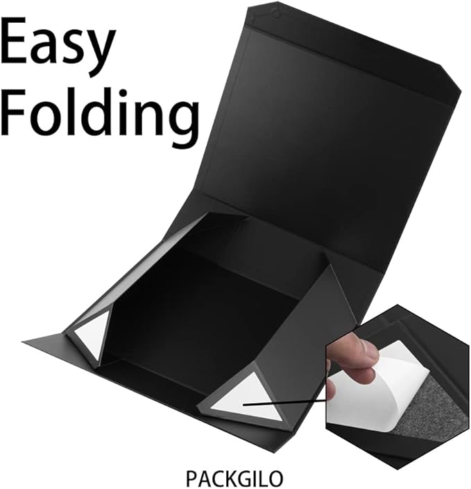 Black Extra Large Gift Box with Lid 1 Pcs 19x16x6 Inches, Gift Box large Black Gift Boxes for Presents Clothes Robe Wedding Dress Sweater,Reusable Foldable Bridesmaid Proposal Box（Matte）