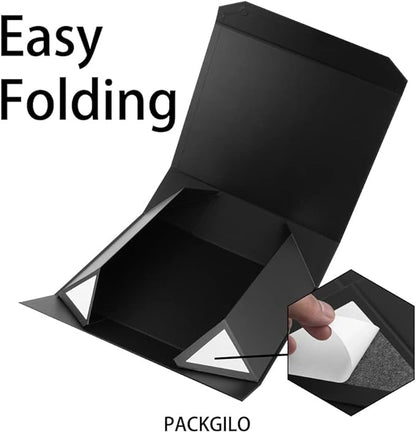 Black Extra Large Gift Box with Lid 1 Pcs 19x16x6 Inches, Gift Box large Black Gift Boxes for Presents Clothes Robe Wedding Dress Sweater,Reusable Foldable Bridesmaid Proposal Box（Matte）