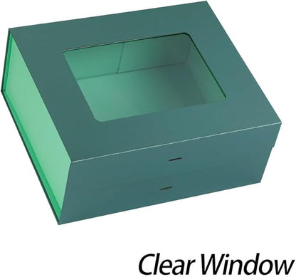 Large Gift Box for Presents with Ribbon 13.2x11x5.3 Inches Clear Gift Box with Window Magnetic Closure Gift Boxes with Lids