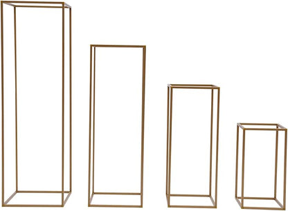 4PC Flower Stand for Wedding Metal Cylinder Stands for Party Rectangular Gold Centerpieces Flower Vase Gold Columns for Weddings Flower Plant Stand Decoration 15.74"/23.62"/31.49"/39.37"
