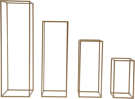 4PC Flower Stand for Wedding Metal Cylinder Stands for Party Rectangular Gold Centerpieces Flower Vase Gold Columns for Weddings Flower Plant Stand Decoration 15.74"/23.62"/31.49"/39.37"