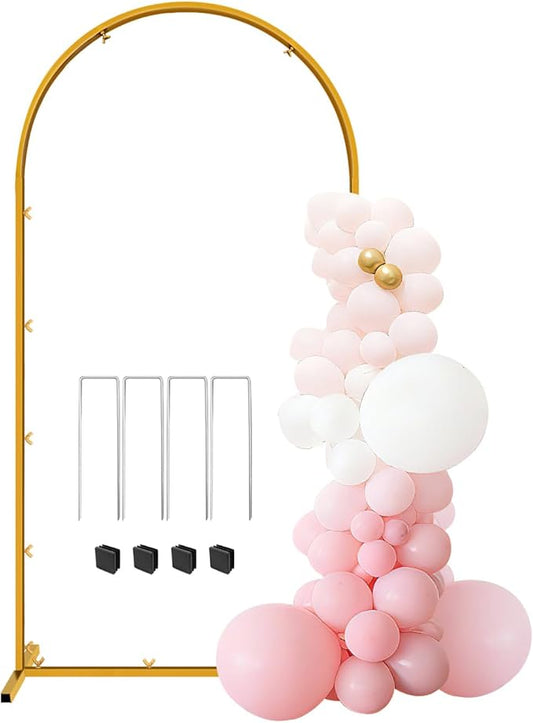 6 FT Wedding Arch Frame Backdrop Stand for Party, Balloon Arch Stand, Wedding Arches for Ceremony, Metal Gold Arch Frame Backdrop Stand for Bridal Baby Showers Birthday Decoration Photo