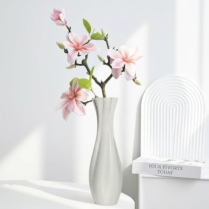 White Ceramic Decorative Vase, Nordic Modern Irregular Shape Flower Vase for Home Decor, Simple Artistic Centerpiece for Dining Table or Coffee Table