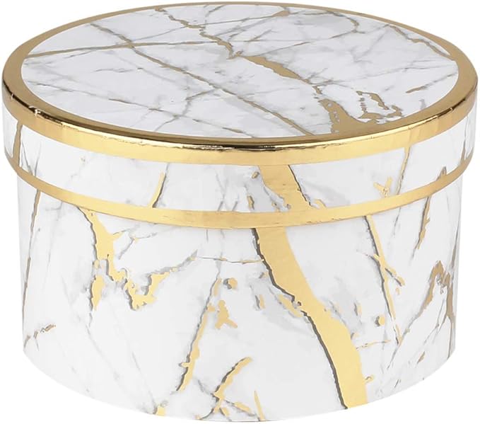 Briful Round Gift Boxes with Lids Set of 4 Marble White Gift Box Assorted Sizes Nesting Gift Boxes for Presents Birthday Bridesmaid Wedding Valentines Christmas Party Favor Boxes