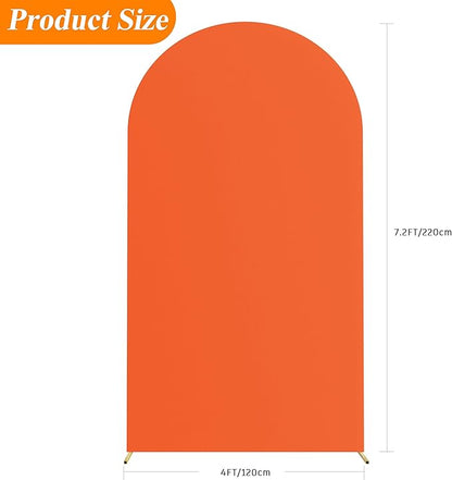 Wokceer 7.2FT Wedding Arch Cover Spandex Fitted Wedding Arch Stand Covers Round Top Chiara Arch Backdrop Cover for Christmas Thanksgiving Birthday Party Ceremony Banquet Decoration OrangeRed