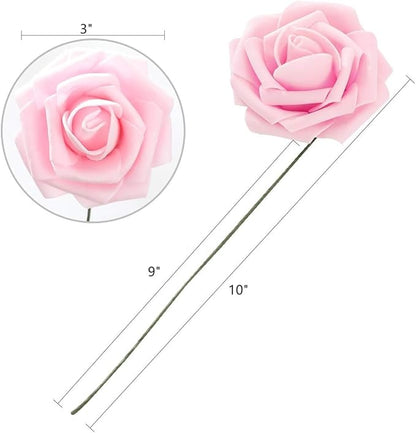 DerBlue 60pcs Artificial Roses Flowers Real Looking Fake Roses Artificial Foam Roses Decoration DIY for Wedding,Arrangements Party Home Decorations