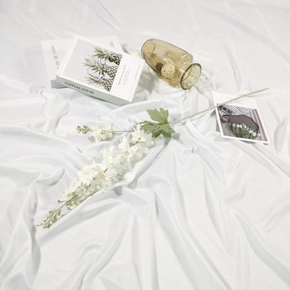 8PCS White Delphinium Artificial Flowers Larkspur Fake Flowers 33.5in Long Stem Faux Silk Flowers Bulk for Tall Vase for Home Wedding Floral Arrangement Centerpiece Table Decorations (White)