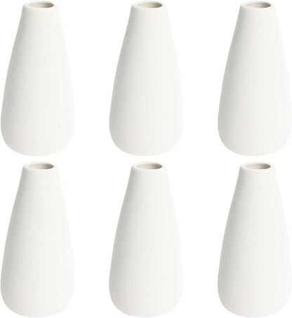 YANLING 6 Pack Small White Vase for Home Decor, 5 inch Modern Ceramic Vases for Pampas Grass, Boho Vase White Vases for Dried Flowers, Wedding Dinner Table Party