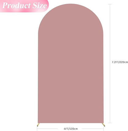 Wokceer 7.2FT Wedding Arch Cover Spandex Fitted Wedding Arch Stand Covers Round Top Chiara Arch Backdrop Cover for Birthday Party Ceremony Banquet Decoration Light Dusty Rose