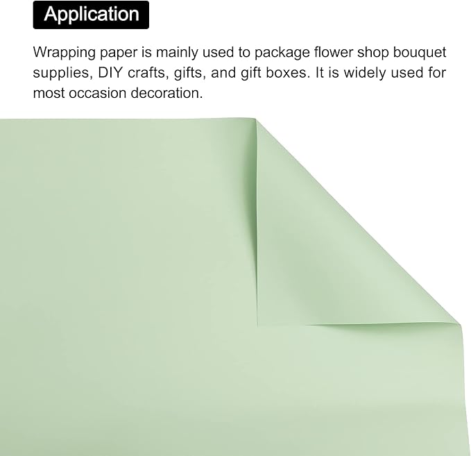 MECCANIXITY 10 Pcs Flower Wrapping Paper 22.8x22.8 Inch Waterproof Florists Wrapping Paper for Florist Bouquet Supplies, DIY Crafts, Gift/Gift Box Packaging Light Green