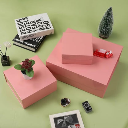 Pink Gift Box - Large (13x11x5.3 Inch) - Magnetic - With Crinkle Paper - Luxury - For Presents