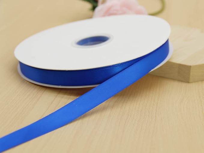 Royal Blue Double Faced Satin Ribbon 5/8 inch Flower Boutique Gift Wrapping Ribbon 15mm 100yards Continuous Fabric Silk Bow Ribbon for Christmas-DIY Crafts Hair Headband-Sewing-Wedding Decoration