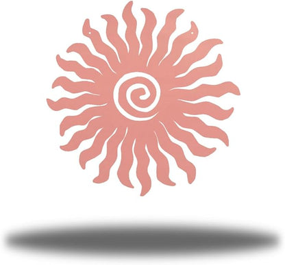 Riverside Designs Sunburst Metal Wall Art Steel Outdoor Decor - Heavy-Duty and Waterproof - Made in USA (24", Pink)