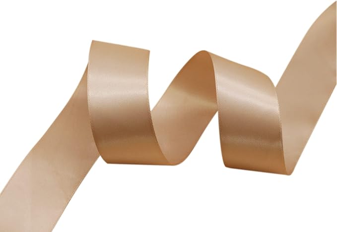 Champagne Double Faced Satin Ribbon 1-1/2 inch 50 Yards Flower Boutique Gift Wrapping 1.5inch Fabric Silk Bow Ribbon for Valentine's Day,DIY Crafts Hair Headband-Sewing-Wedding Decorations