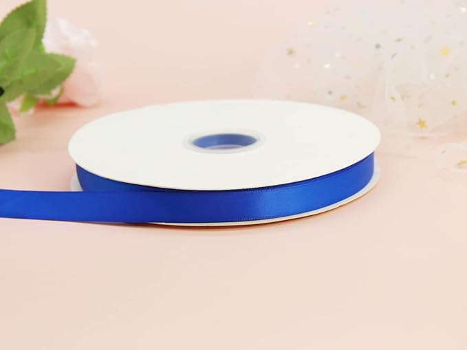 Royal Blue Double Faced Satin Ribbon 5/8 inch Flower Boutique Gift Wrapping Ribbon 15mm 100yards Continuous Fabric Silk Bow Ribbon for Christmas-DIY Crafts Hair Headband-Sewing-Wedding Decoration