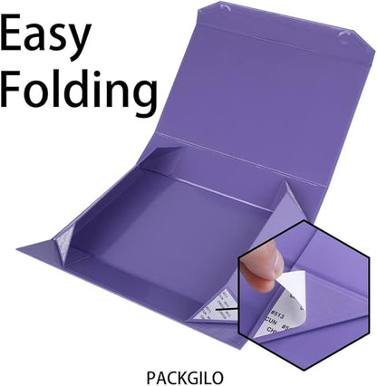 1 Pack Purple Gift Box with Lids Small 12 x 8 x 2.7 Inches Clothes Gift Boxes for Presents Shirt Gift Boxes with Ribbon Magnetic Gift Box Bulk Cute Box for Packaging (Glossy Surface)