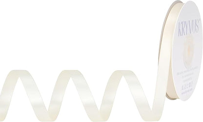 Ivory Satin Ribbon, Double Faced 3/8 Inch X 25 Yards Ivory Ribbon, Premium Satin Ribbon for Gift Wrapping, Crafts, Hair Bow Making, Sewing, Flower Bouquet, Wedding Party Decor