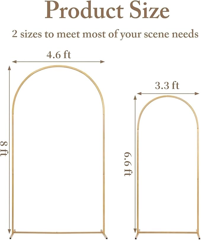 Metal Arch Backdrop Stand and Cover Set, 8FT, 6.6FT Party Backdrop, Easy to Assemble, Backdrop Stand for Parties, Birthday, Baby Shower
