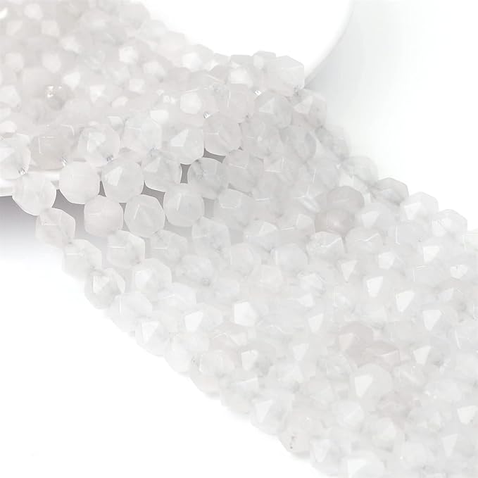 Faceted Natural White Agate Stone Round Beads 10mm 36cm/Strand for Jewelry Making