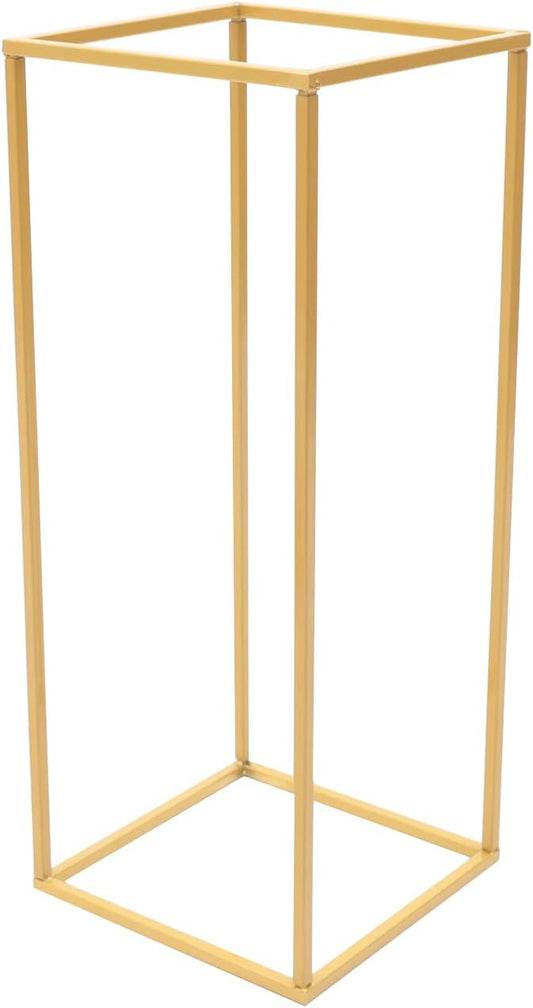 4PC 23.6" Flower Stand for Wedding Metal Cylinder Stands for Party Rectangular Gold Centerpieces Flower Vase Gold Pedestal Columns for Weddings Indoor Outdoor Flower Plant Stand Decoration