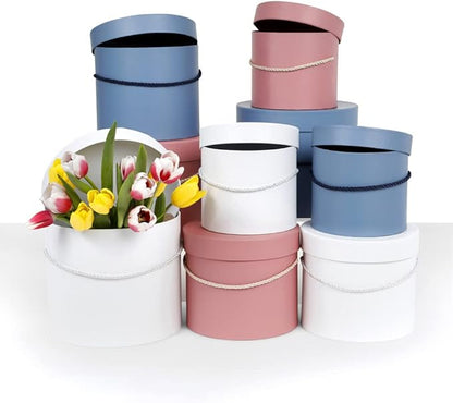 UNIKPACKAGING Premium Quality Round Flower Box, Gift Boxes for Luxury Flower and Gift Arrangements Set of 3 pcs (Snow White)